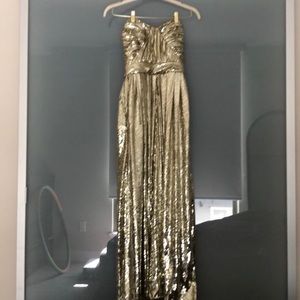 BADGLEY MISCHKA Strapless  sequined mesh gown